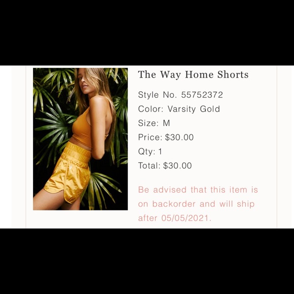 Free People The Way Home Shorts (color: varsity gold) - Picture 4 of 4